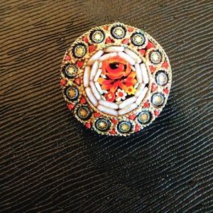 Italian Micro Mosaic Floral Brooch Vintage Tessare